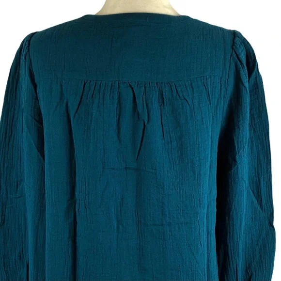 Universal Thread Teal Seersucker Prairie Top - Picture 6 of 8